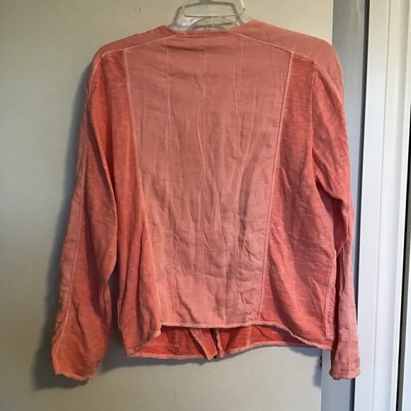 Sandwich Salmon Pink Asymmetric Zip Cotton Moto Jacket - Picture 2 of 13